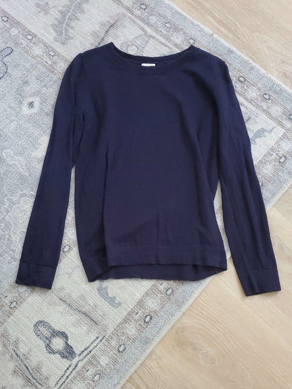 J. Crew Navy Blue Lightweight Cotton Long Sleeve Sweater Top SzS